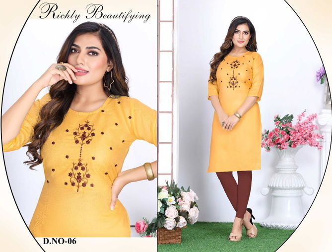 Riyaa Charmi Cotton Printed Regular Wear Designer Kurti Collection